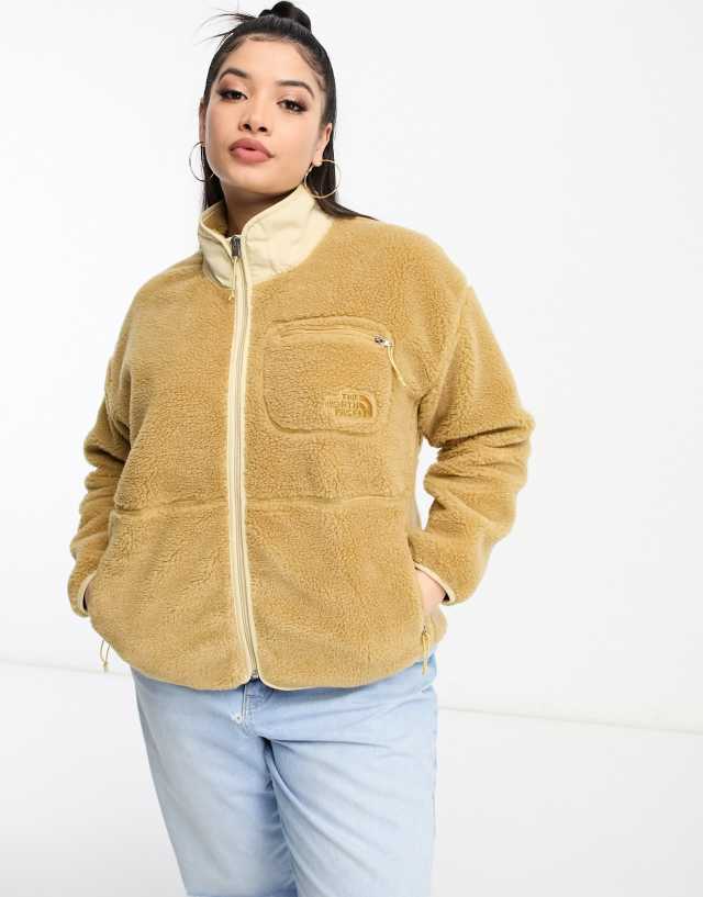 The North Face Plus Extreme Pile full zip jacket in tan