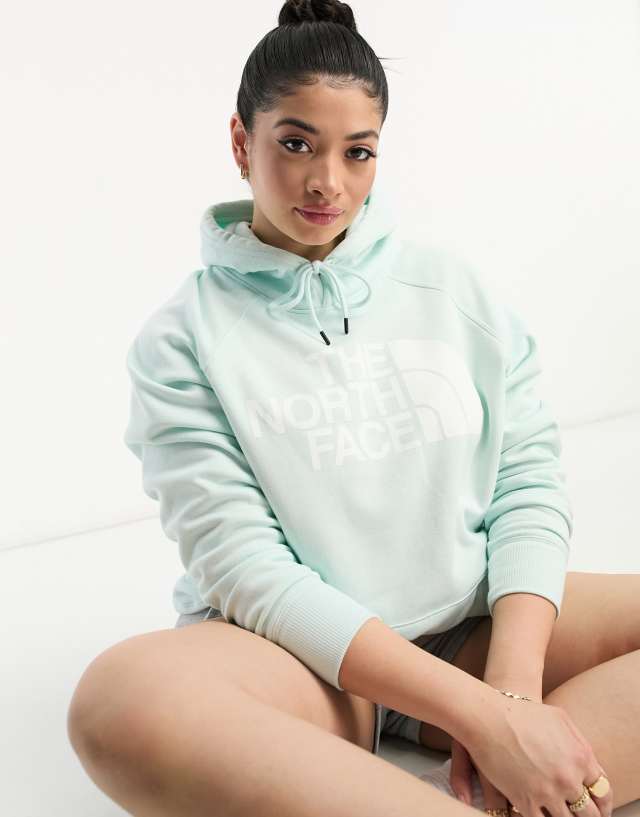 The North Face Plus Half Dome front chest logo hoodie in baby blue and white