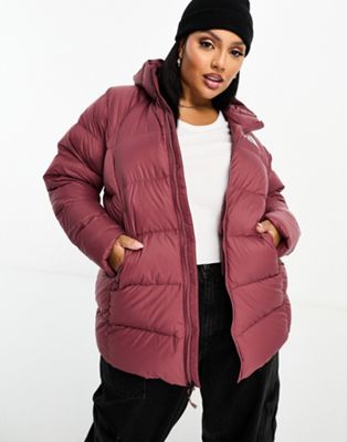 The North Face Plus Hyalite down hooded puffer parka coat in pink - ASOS Price Checker