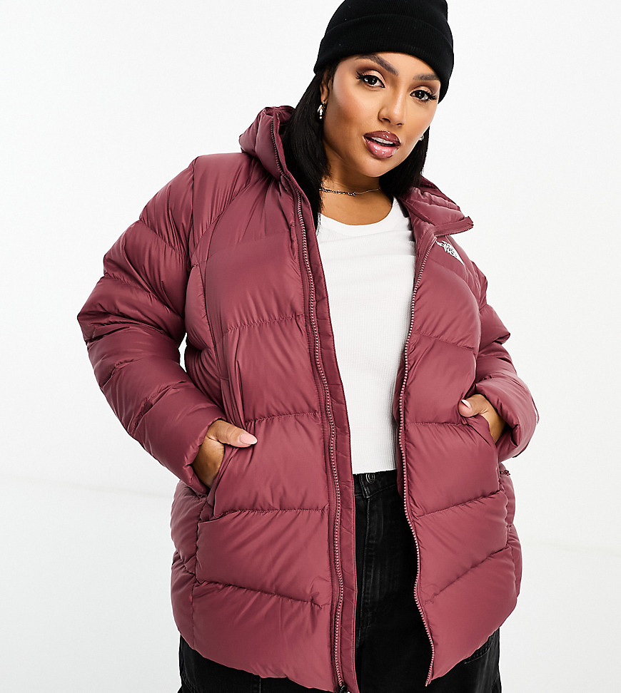 The North Face Plus Hyalite down hooded puffer parka coat in pink