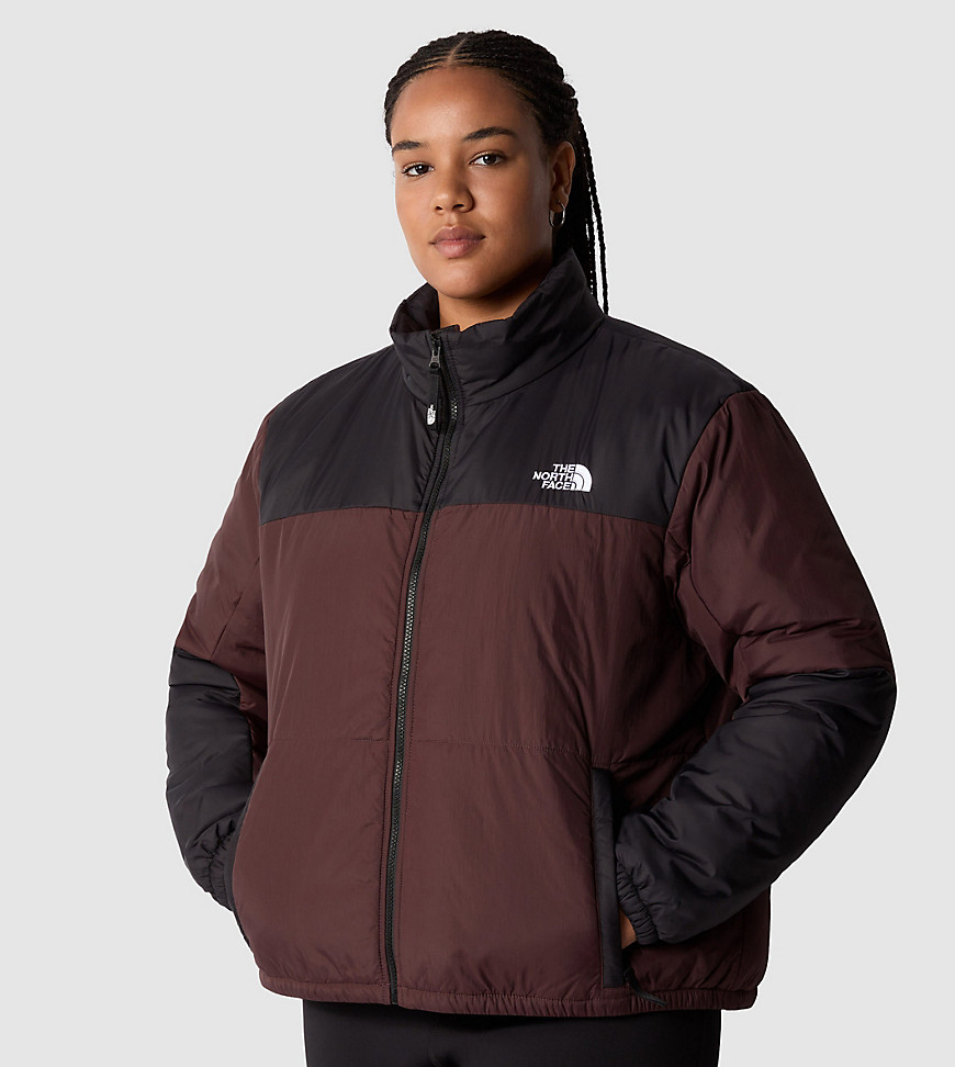 The North Face Plus size gosei puffer jacket in coal brown and black