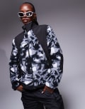 [The North Face] The North Face Polar Sun heavyweight fleece jacket in liquid grey print S GREY
