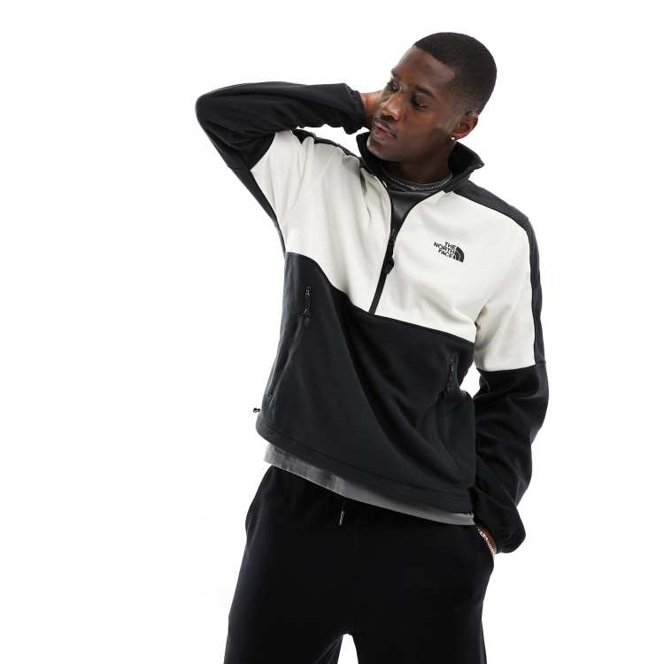 The North Face Polartec 1/4 zip fleece in black and white