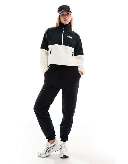 The North Face Polartec 1/4 zip jacket in white and black