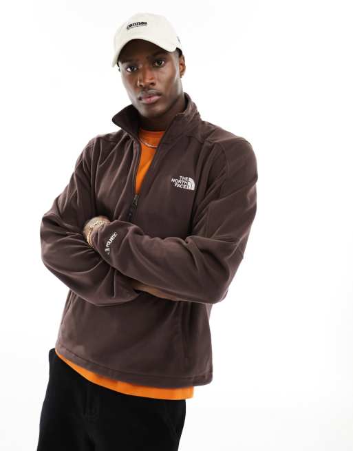 The North Face Polartec 100 1/4 zip fleece in brown | ASOS