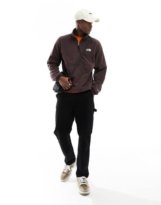 The North Face Polartec 100 1/4 zip fleece in brown, 2 of 4
