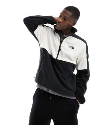 The North Face The North Face Polartec 100 1/4 zip fleece in off white and black