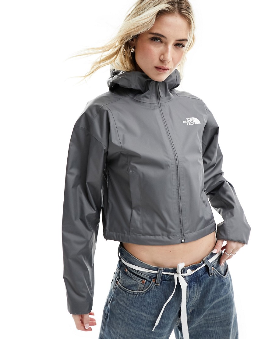 The North Face Quest cropped logo jacket in dark grey