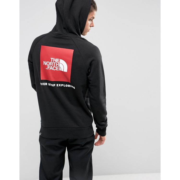 The North Face Raglan Hoodie Back Red Box Logo in Black ASOS