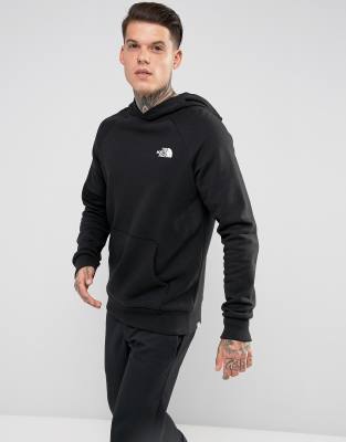 The North Face Raglan Hoodie Back Red Box Logo In Black Asos