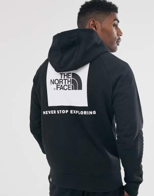 the north face raglan red box hoodie in black