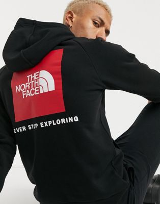 The North Face Raglan Red box hoodie in black