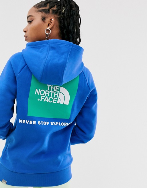 The North Face Raglan Red Box hoodie in blue