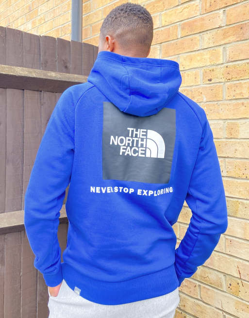 The North Face Raglan Red Box Hoodie In Blue Asos