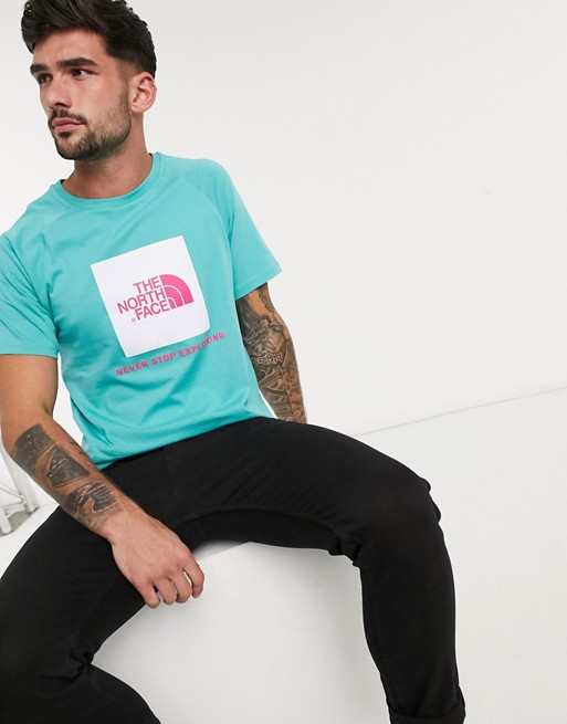 The North Face Raglan Red Box T Shirt In Blue Asos