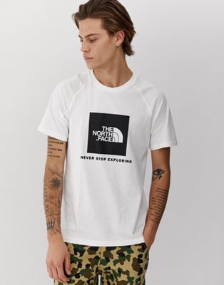 The North Face Raglan Red Box t-shirt in white