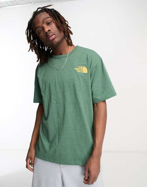 The North Face Re-grind back print t-shirt in olive green