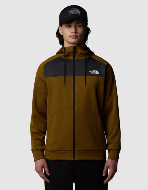 The North Face - Reaxion - Felpa in pile verde muschio scuro con cappuccio e chiusura con zip