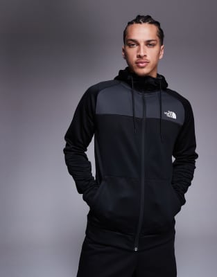 The North Face The North Face Reaxion full zip logo hoodie in black