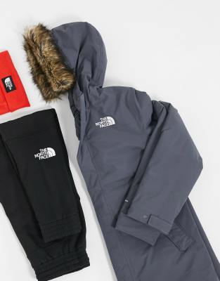 grey north face parka