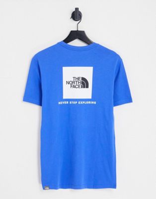 The North Face Red Box back print t-shirt in blue Exclusive at ASOS
