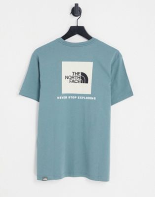 The North Face Red Box back print t-shirt in goblin blue Exclusive at ASOS