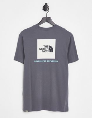 The North Face Red Box back print t-shirt in grey Exclusive at ASOS