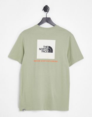 The North Face Red Box back print t-shirt in khaki Exclusive at ASOS