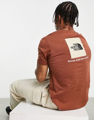 The North Face Red Box back print t-shirt in turtle brown Exclusive at ASOS