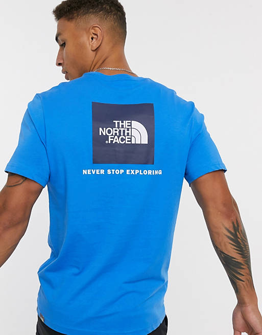 håndled partner Bløde fødder The North Face – Red Box – Blå t-shirt | ASOS