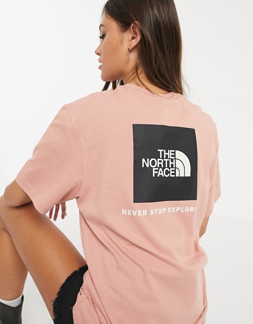 The North Face Red Box Boyfriend T Shirt In Pink Asos