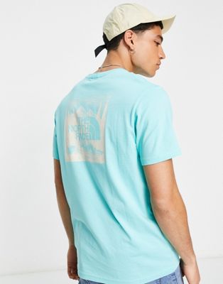 The North Face Red Box Celebration t-shirt in aqua blue Exclusive at ASOS