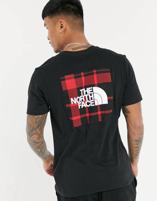 The North Face Red Box Check T Shirt In Black Evesham Nj