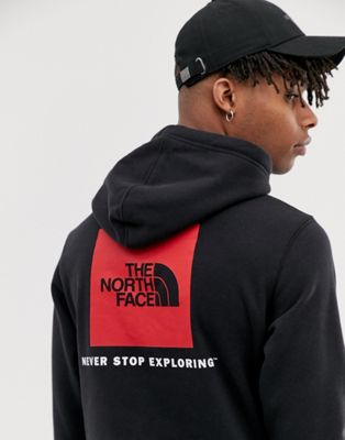north face red and black hoodie