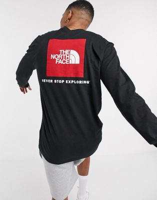 Red Box long sleeve t-shirt in black 