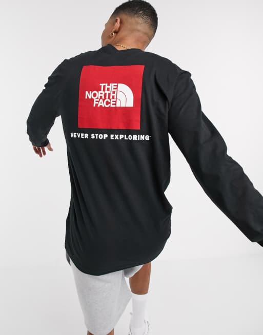 The North Face Red Box Long Sleeve T Shirt In Black Asos