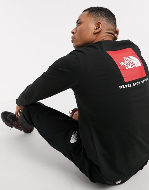 North face long on sale sleeve red box tee