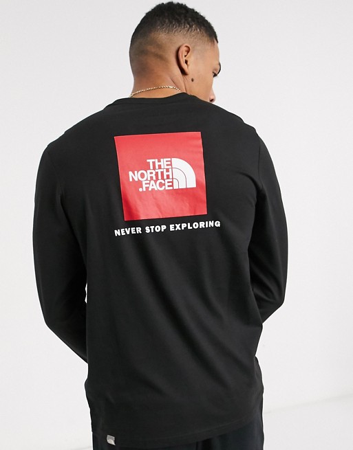 The North Face Red Box Long Sleeve T Shirt In Black Asos