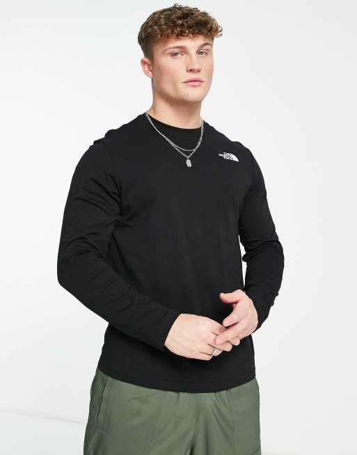 North face men's long sleeve red shop box tee