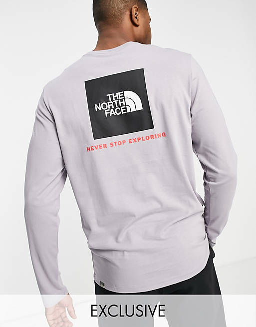  The North Face Red Box long sleeve t-shirt in grey Exclusive at  