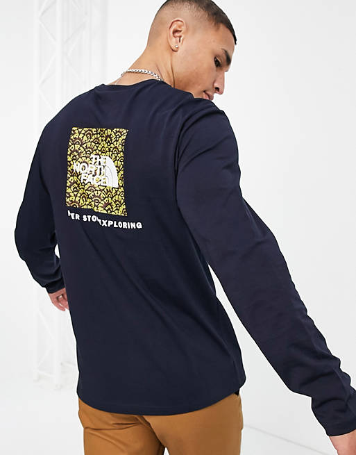 The North Face Red Box long sleeve t-shirt in navy