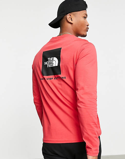  The North Face Red Box long sleeve t-shirt in red 