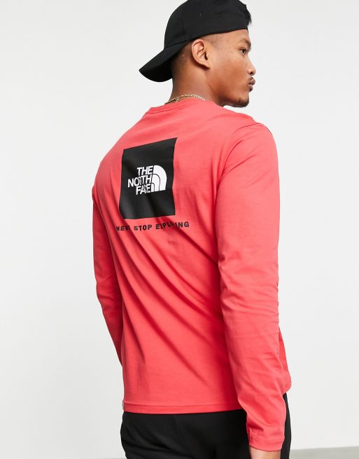 North face long sleeve red box deals tee