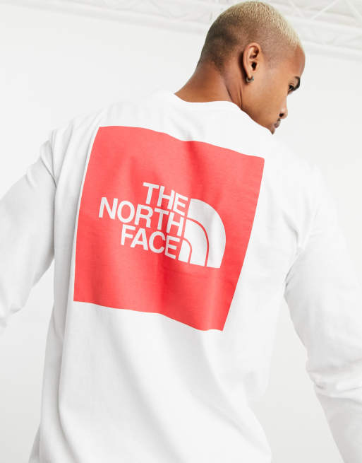 The North Face Red Box Long Sleeve T Shirt In White Asos