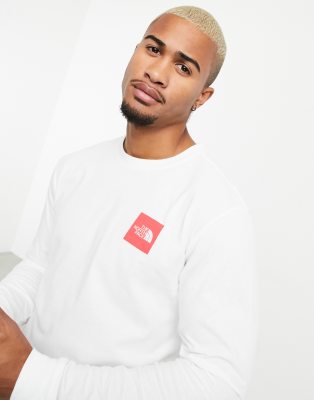 north face long sleeve red box tee