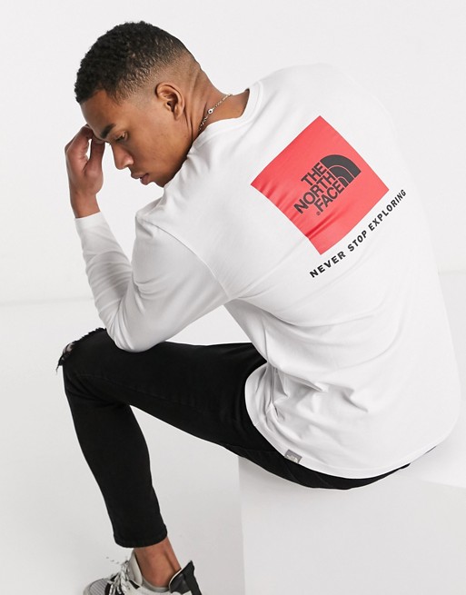 The North Face Red Box Long Sleeve T Shirt In White Asos