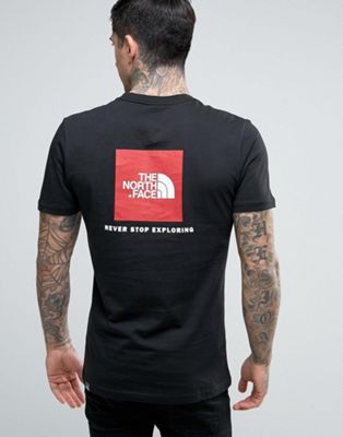 Face Red Box T-Shirt Back Logo in Black 
