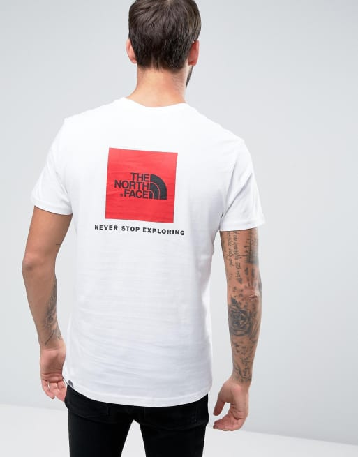 North face white red box store t shirt