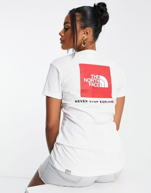 North face white red box t shirt deals