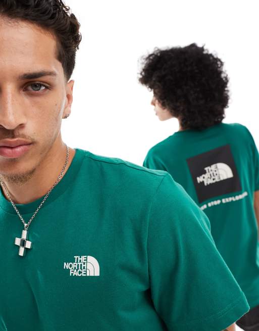 The North Face Redbox back print t-shirt in dark green | ASOS